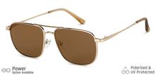 Load image into Gallery viewer, Gold Square Full Rim Unisex Sunglasses by Vincent Chase-149035