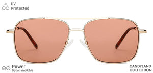 Gold Square Full Rim Unisex Sunglasses by Vincent Chase-148883