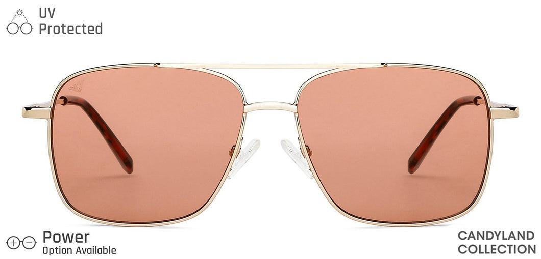 Gold Square Full Rim Unisex Sunglasses by Vincent Chase-148883