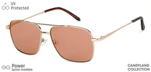 Load image into Gallery viewer, Gold Square Full Rim Unisex Sunglasses by Vincent Chase-148883