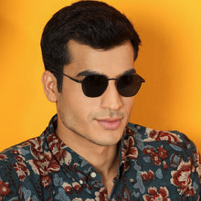 Load image into Gallery viewer, Black Hexagonal Full Rim Medium Unisex Sunglasses by Vincent Chase Polarized-138432