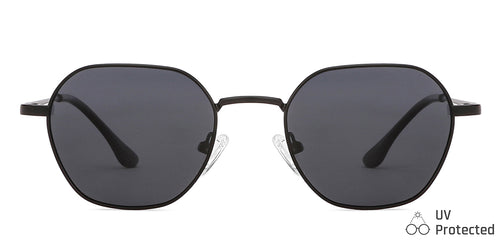 Black Hexagonal Full Rim Medium Unisex Sunglasses by Vincent Chase Polarized-138432