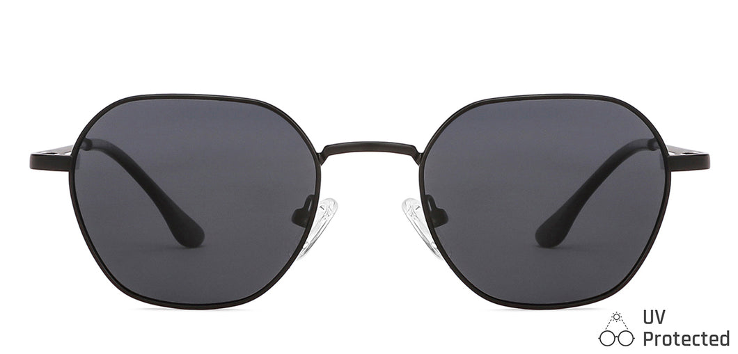 Black Hexagonal Full Rim Medium Unisex Sunglasses by Vincent Chase Polarized-138432
