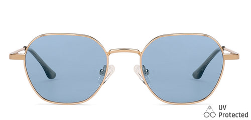 Gold Hexagonal Full Rim Medium Unisex Sunglasses by Vincent Chase Polarized-138433
