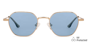 Gold Hexagonal Full Rim Medium Unisex Sunglasses by Vincent Chase Polarized-138433