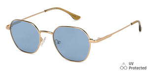 Gold Hexagonal Full Rim Medium Unisex Sunglasses by Vincent Chase Polarized-138433