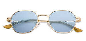 Gold Hexagonal Full Rim Medium Unisex Sunglasses by Vincent Chase Polarized-138433