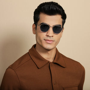 Grey Hexagonal Full Rim Medium Unisex Sunglasses by Vincent Chase Polarized-138435