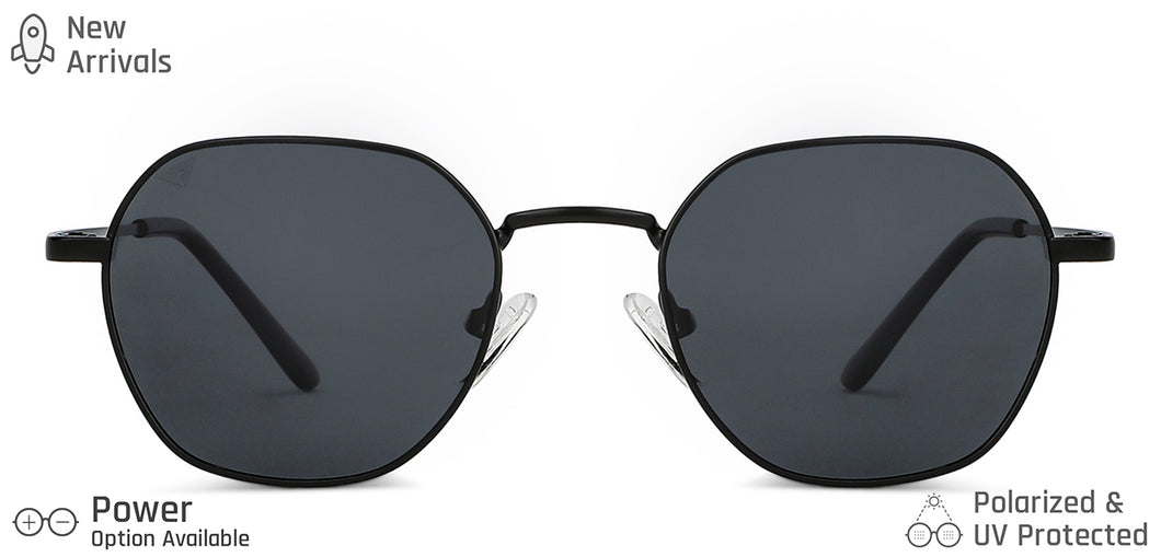 Black Hexagonal Full Rim Unisex Sunglasses by Vincent Chase-149278