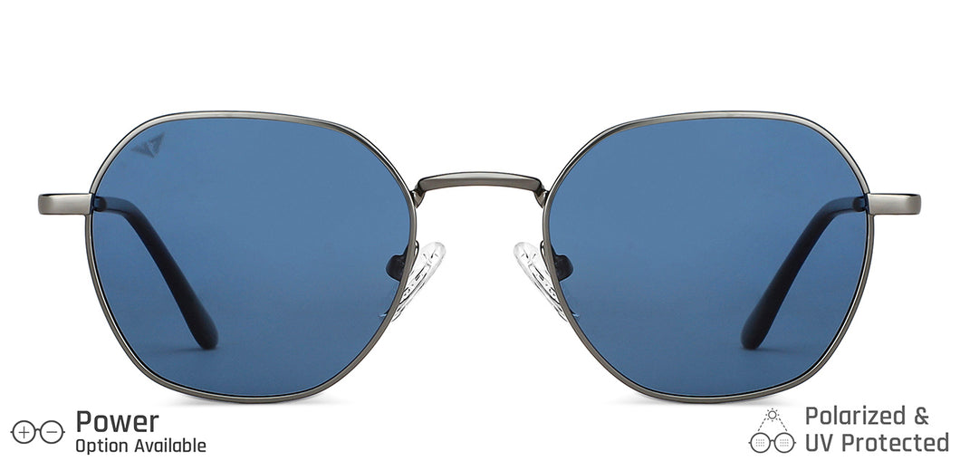 Gunmetal Hexagonal Full Rim Unisex Sunglasses by Vincent Chase Polarized-149280