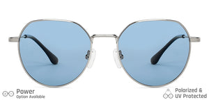 Silver Hexagonal Full Rim Unisex Sunglasses by Vincent Chase Polarized-138438