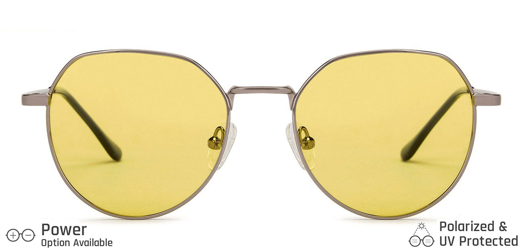 Grey Hexagonal Full Rim Medium Unisex Sunglasses by Vincent Chase Polarized-138440