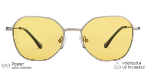 Grey Hexagonal Full Rim Medium Unisex Sunglasses by Vincent Chase Polarized-138447