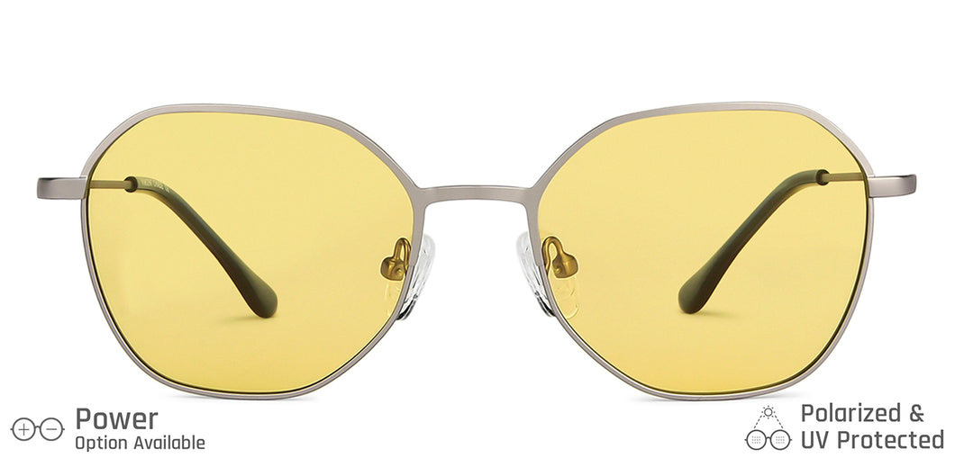 Grey Hexagonal Full Rim Medium Unisex Sunglasses by Vincent Chase Polarized-138447