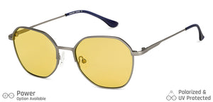 Grey Hexagonal Full Rim Medium Unisex Sunglasses by Vincent Chase Polarized-138447