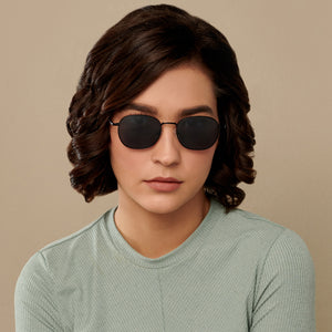 Black Round Full Rim Wide Unisex Sunglasses by Vincent Chase Polarized-138476