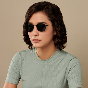 Black Round Full Rim Wide Unisex Sunglasses by Vincent Chase Polarized-138476