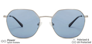 Silver Hexagonal Full Rim Extra Wide Unisex Sunglasses by Vincent Chase Polarized-138487