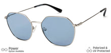 Load image into Gallery viewer, Silver Hexagonal Full Rim Extra Wide Unisex Sunglasses by Vincent Chase Polarized-138487