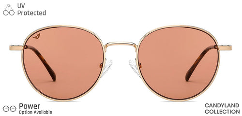 Gold Round Full Rim Unisex Sunglasses by Vincent Chase-148891