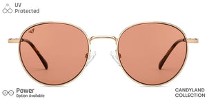 Gold Round Full Rim Unisex Sunglasses by Vincent Chase-148891