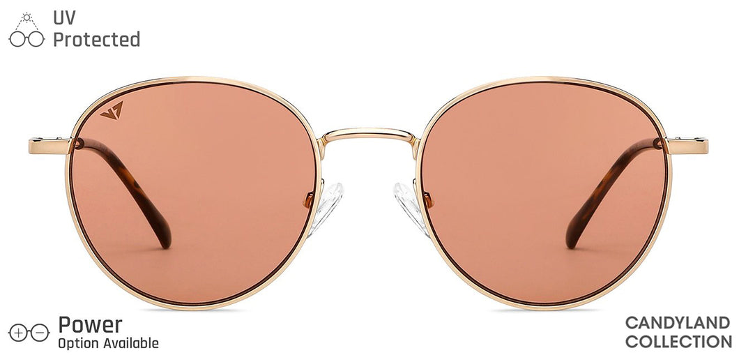 Gold Round Full Rim Unisex Sunglasses by Vincent Chase-148891
