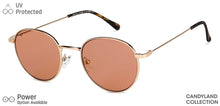 Load image into Gallery viewer, Gold Round Full Rim Unisex Sunglasses by Vincent Chase-148891