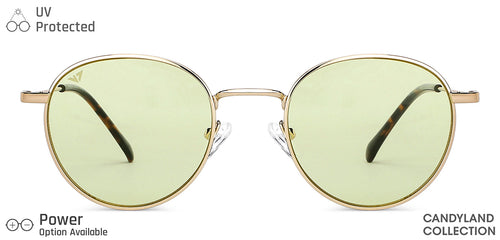 Gold Round Full Rim Unisex Sunglasses by Vincent Chase-148892
