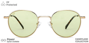 Gold Round Full Rim Unisex Sunglasses by Vincent Chase-148892