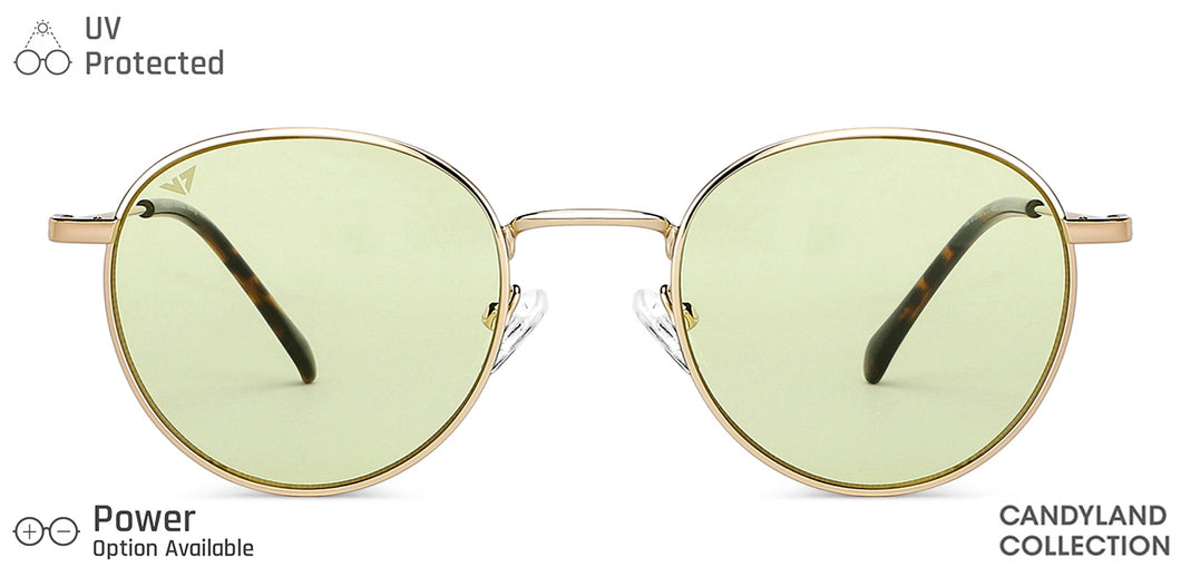 Gold Round Full Rim Unisex Sunglasses by Vincent Chase-148892