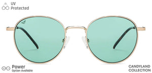 Gold Round Full Rim Unisex Sunglasses by Vincent Chase-148894