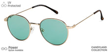 Load image into Gallery viewer, Gold Round Full Rim Unisex Sunglasses by Vincent Chase-148894