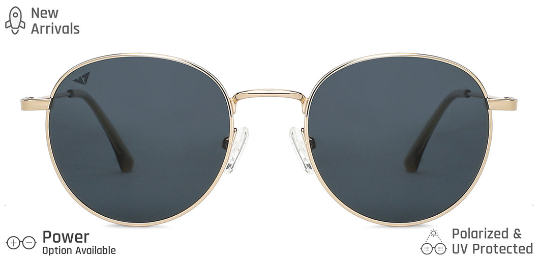 Gold Round Full Rim Unisex Sunglasses by Vincent Chase-149044