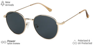 Gold Round Full Rim Unisex Sunglasses by Vincent Chase-149044