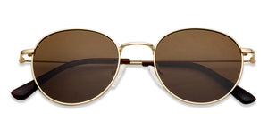 Gold Round Full Rim Unisex Sunglasses by Vincent Chase Polarized-138503