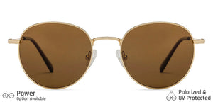 Gold Round Full Rim Unisex Sunglasses by Vincent Chase Polarized-138503