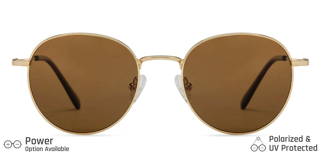 Gold Round Full Rim Unisex Sunglasses by Vincent Chase Polarized-138503