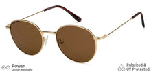 Load image into Gallery viewer, Gold Round Full Rim Unisex Sunglasses by Vincent Chase Polarized-138503