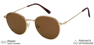 Gold Round Full Rim Unisex Sunglasses by Vincent Chase Polarized-138503