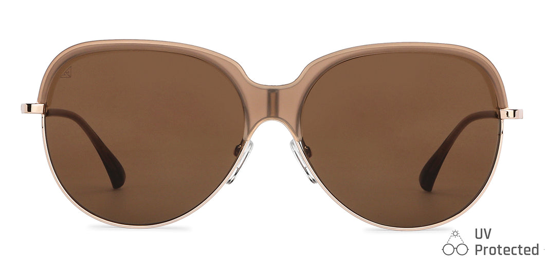 Gold Round Full Rim Extra Wide Unisex Sunglasses by Vincent Chase-146148
