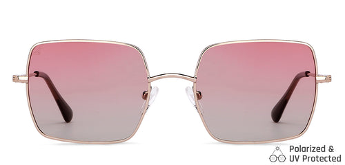 Gold Square Full Rim Medium Unisex Sunglasses by Vincent Chase Polarized-146186