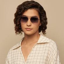 Load image into Gallery viewer, Gold Aviator Half Rim Wide Unisex Sunglasses by Vincent Chase-146199