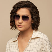 Load image into Gallery viewer, Gold Aviator Half Rim Wide Unisex Sunglasses by Vincent Chase-146199