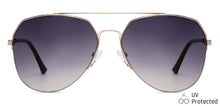 Load image into Gallery viewer, Gold Aviator Half Rim Wide Unisex Sunglasses by Vincent Chase-146199