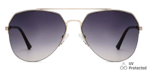 Gold Aviator Half Rim Wide Unisex Sunglasses by Vincent Chase-146199