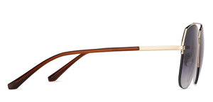 Gold Aviator Half Rim Wide Unisex Sunglasses by Vincent Chase-146199