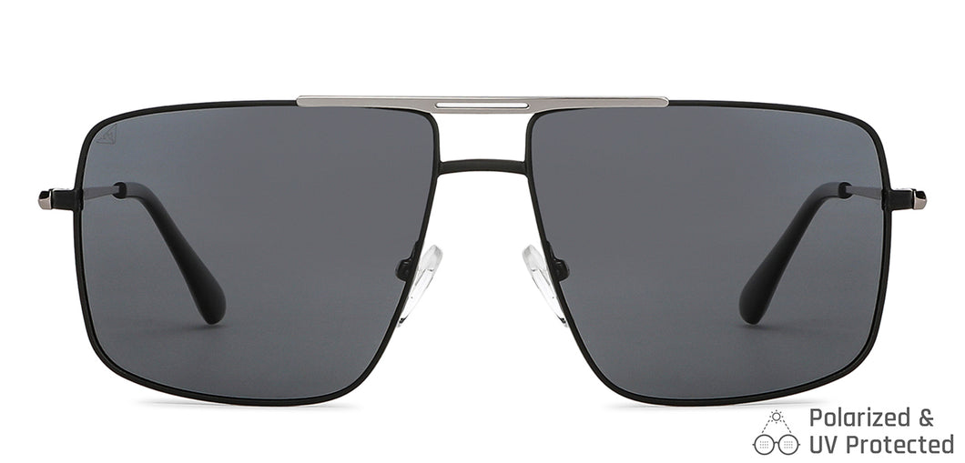 Gunmetal Square Full Rim Narrow Unisex Sunglasses by Vincent Chase Polarized-146393