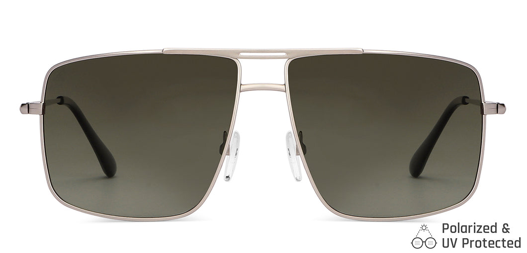 Silver Square Full Rim Narrow Unisex Sunglasses by Vincent Chase Polarized-146396