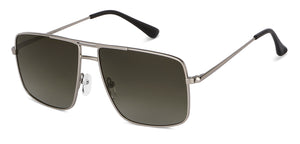 Silver Square Full Rim Narrow Unisex Sunglasses by Vincent Chase Polarized-146396