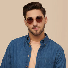 Load image into Gallery viewer, Yellow Round Full Rim Wide Unisex Sunglasses by Vincent Chase Polarized-146910